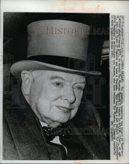 1961 Press Photo Sir Winston Churchill at age of 86 quit the House of Commons - Historic Images