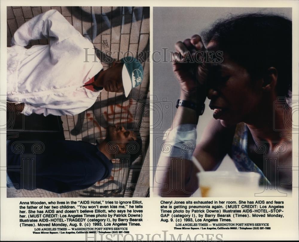 1993 Press Photo Anna Wooden ignores Elliot. Right, Cheryl Jones sits exhausted - Historic Images