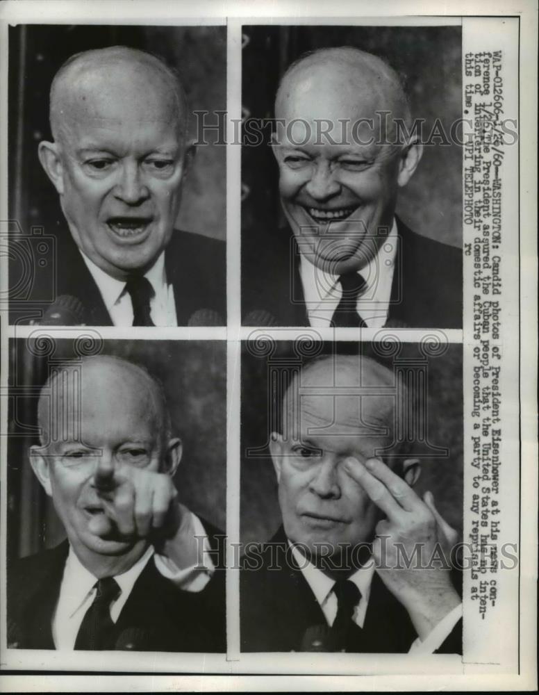 1960 Press Photo Dwight Eisenhower in Candid Photos at News Conference - Historic Images