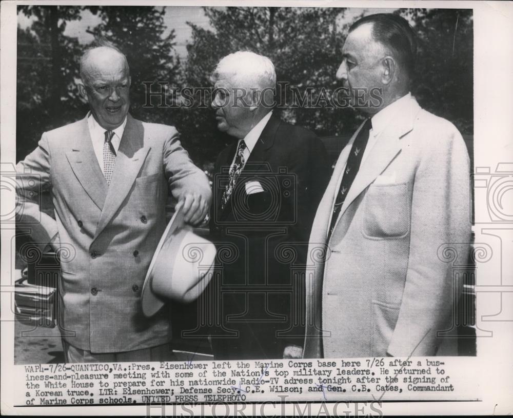 1953 Press Photo President Eisenhower Meets Military Leaders At The White House - Historic Images