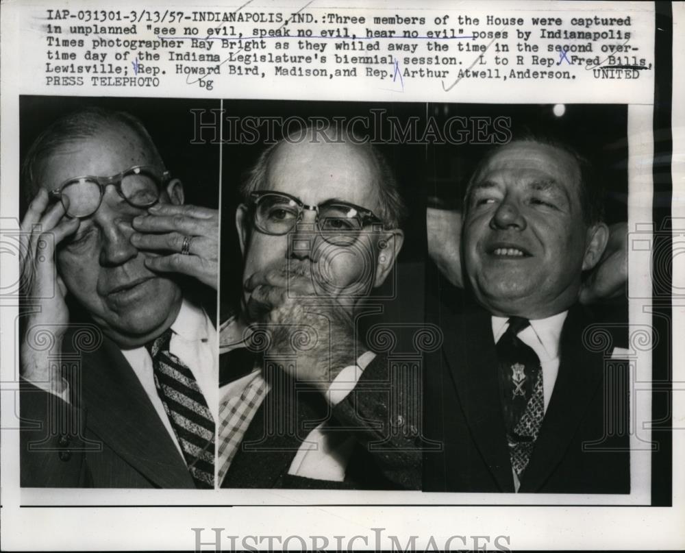 1957 Press Photo Rep.Fred Bills,Rep.Howard Bird and Rep Arthur Atwell - Historic Images