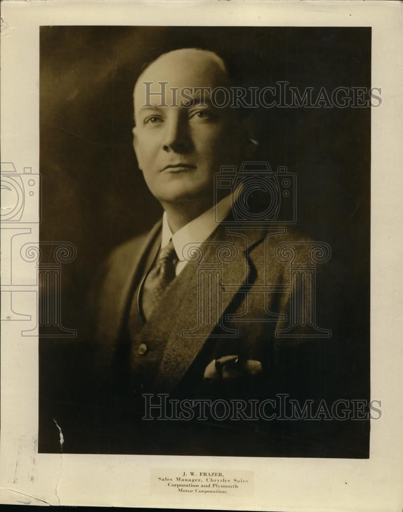 1929 Press Photo J.W. Frazer Sales Manager, Chrysler Sales Corp. and Plymouth - Historic Images