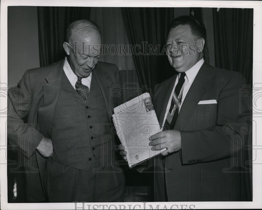 1954 Press Photo President Dwight D. Eisenhower & Unidentified Man - nee99678 - Historic Images