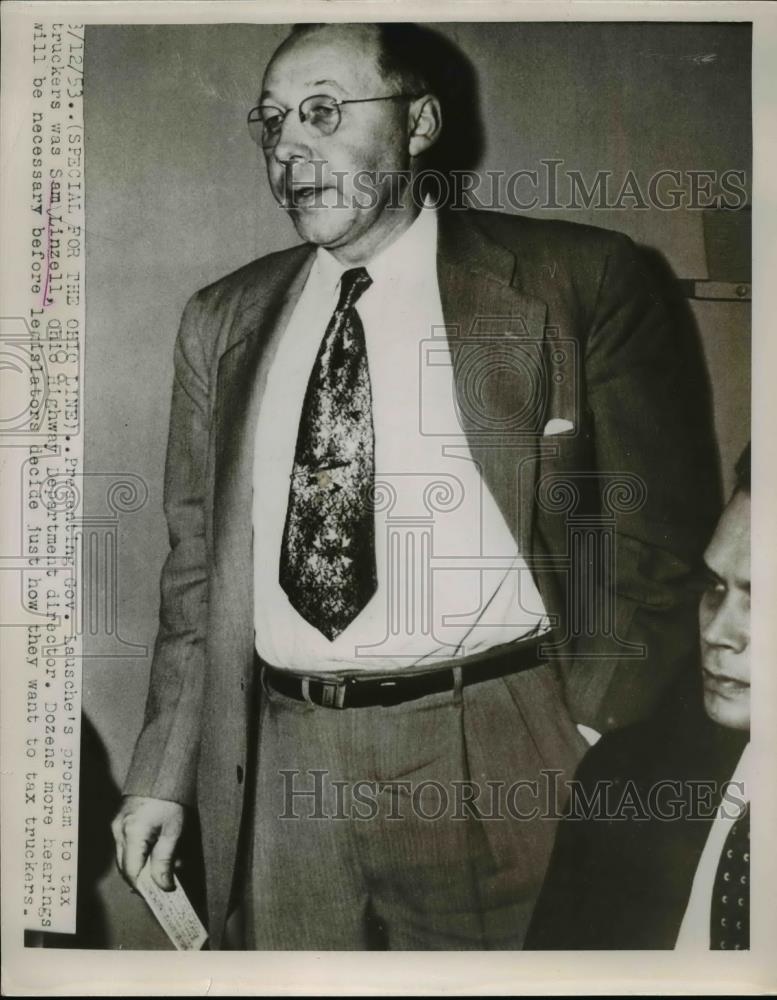 1953 Press Photo Sam Linzell Ohio Highway Department Director - nee95439 - Historic Images