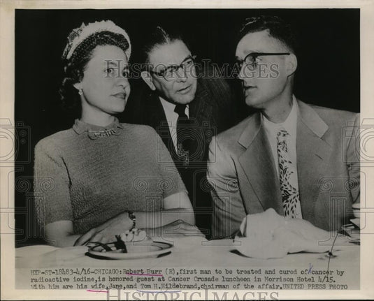 1953 Press Photo Robert Burr (R) first man cured by cancer by Radioactive Iodine - Historic Images