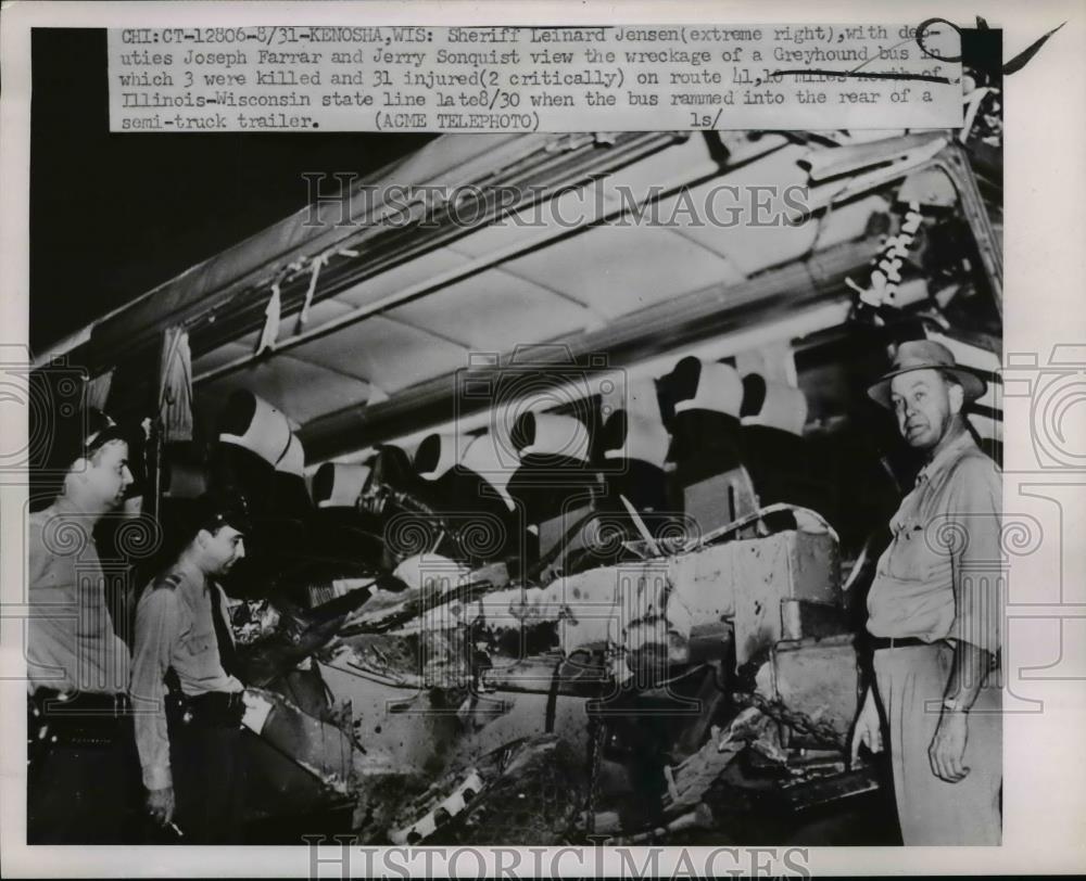 1951 Press Photo Three Were Killed After A Greyhound Bus Collided With A Trailer - Historic Images