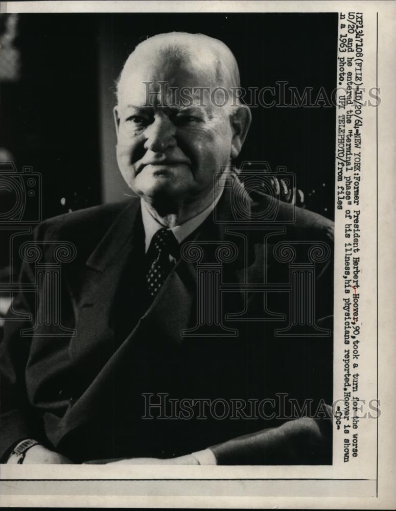 1964 Press Photo Former President Herbert Hoover is terminally ill - nee93781 - Historic Images