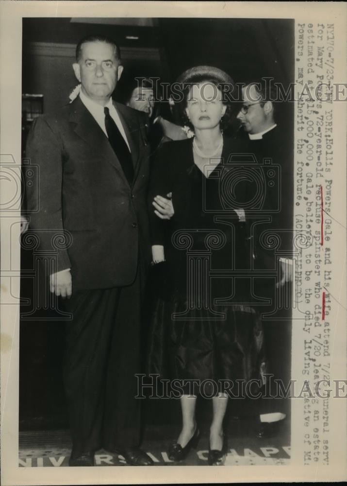 1948 Press Photo Powers Gale and his wife attend funeral services - nef03348 - Historic Images