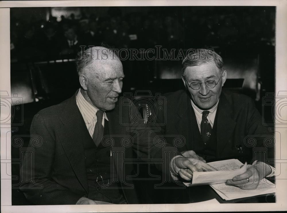 1937 Press Photo Rep William Lemke & EH Everson attend Senate Judiciary meeting - Historic Images