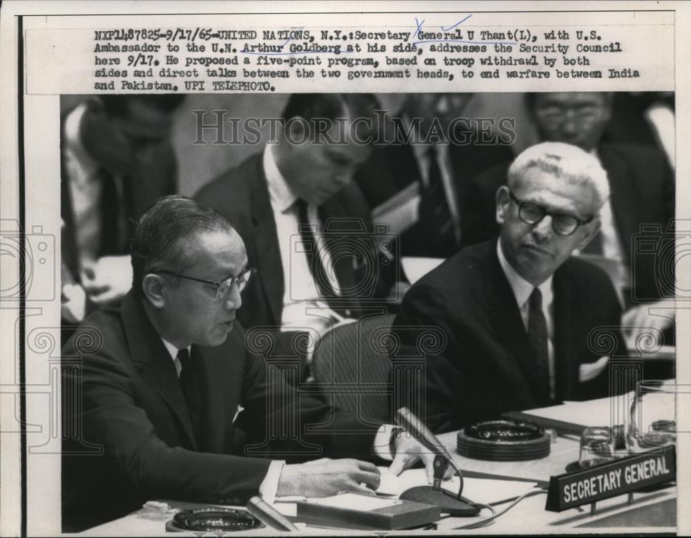 1965 Press Photo U.N.Sec.General U.Thant with U.S Amb. Arthur Goldbergh - Historic Images