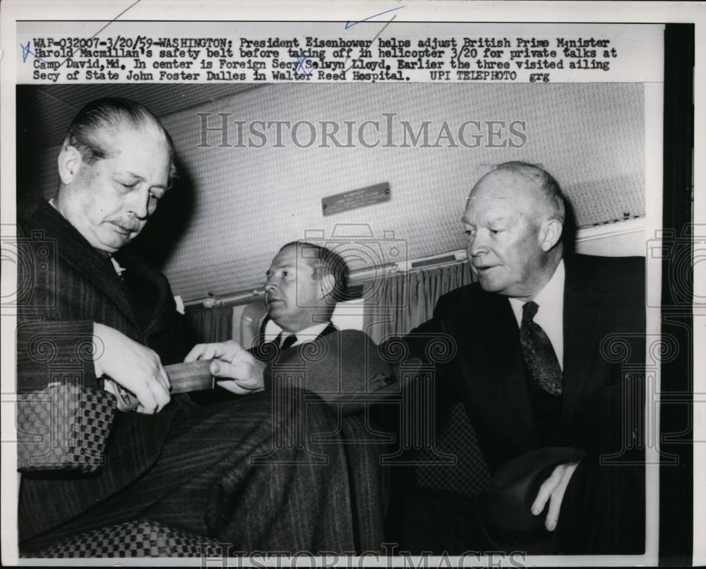 1959 Press Photo President Eisenhower, Harold MacMillan, and Selwyn Lloyd - Historic Images