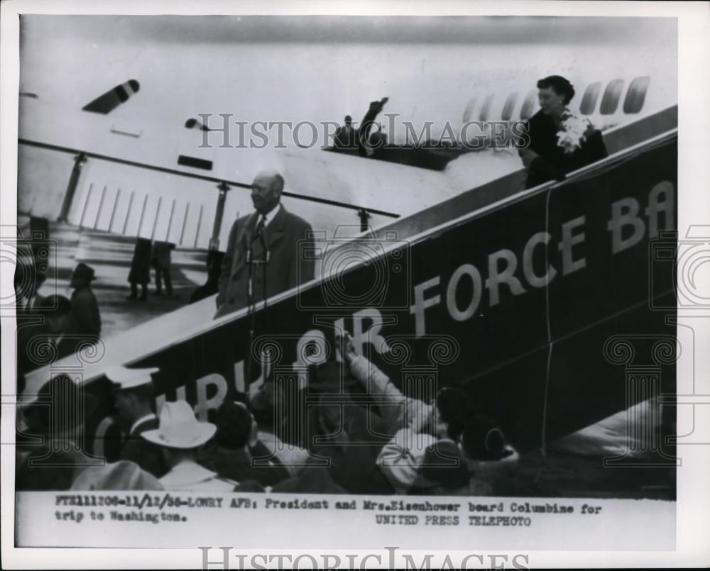 1935 Press Photo Pres.Dwight Eisenhower board Columbine for trip to Washington - Historic Images