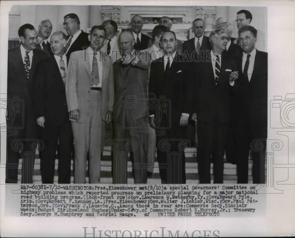 1954 Press Photo Pres.Dwight Eisenhower met a special Governors Committee - Historic Images