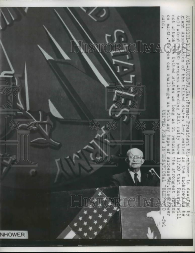1961 Press Photo Dwight Eisenhower attended the AUSA Rally at Augusta Ga - Historic Images