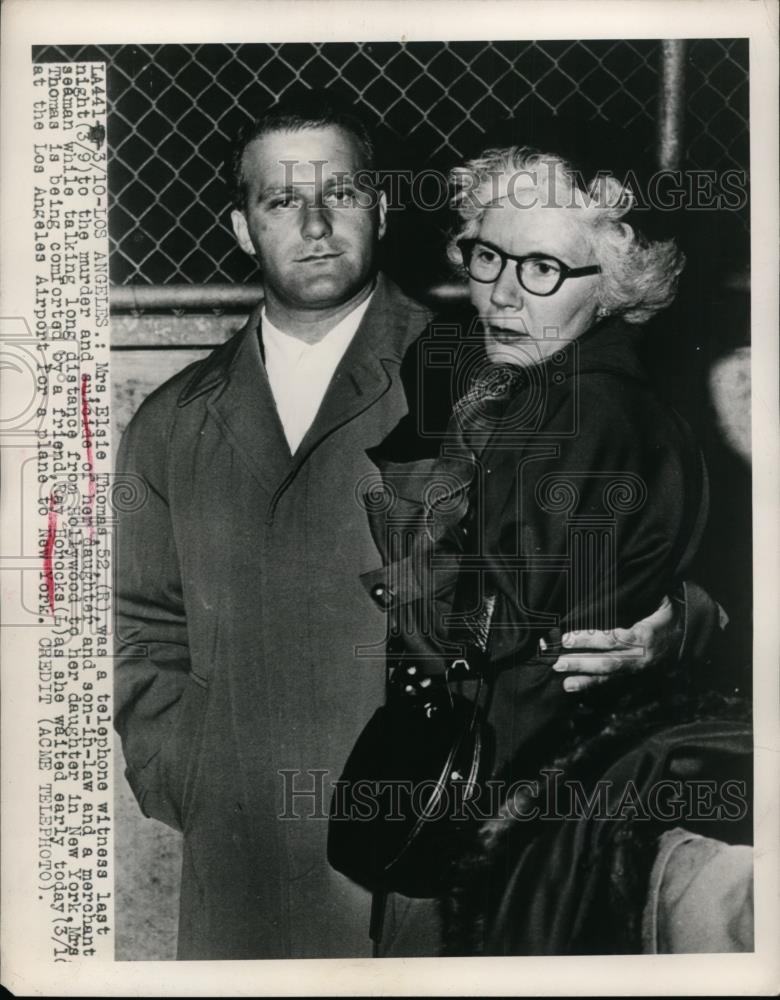 1949 Press Photo Elaie Thomas, murder witness, with Ray Horacks - nef00044 - Historic Images