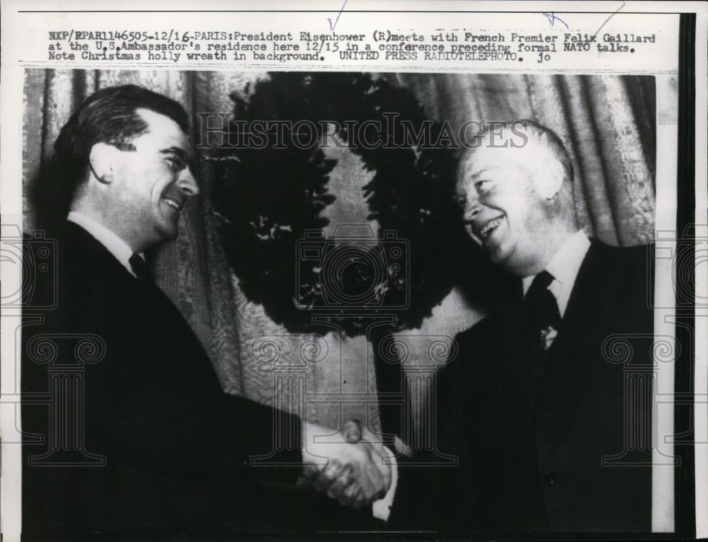 1957 Press Photo President Dwight Eisenhower and French Premier Felix Gaillard - Historic Images