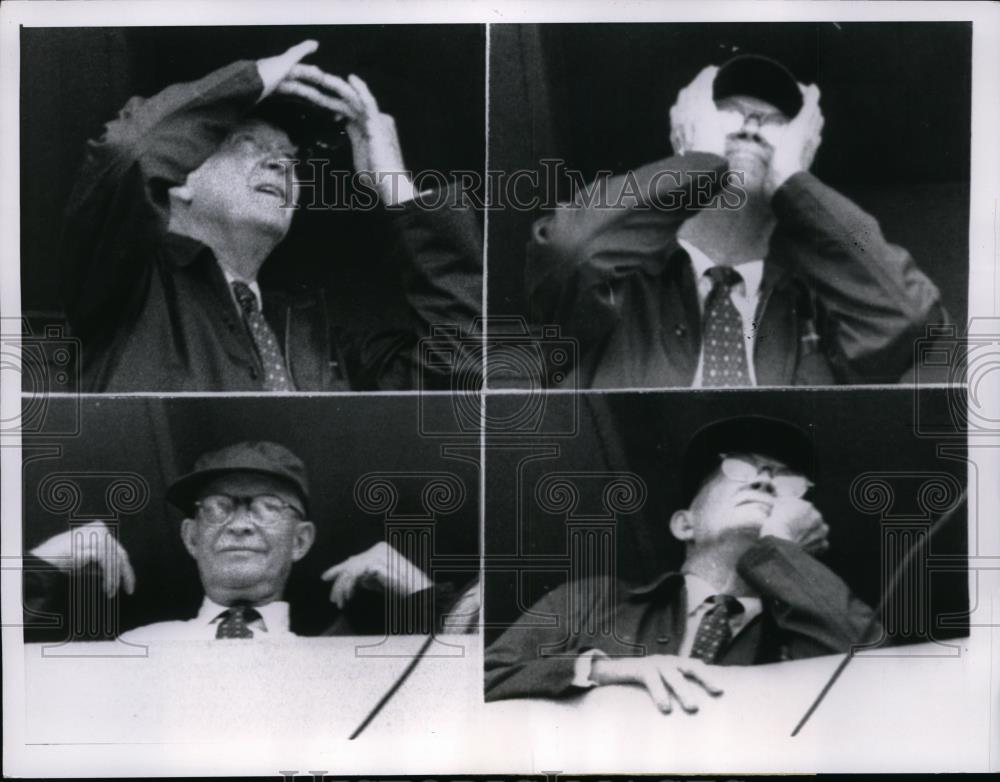 1957 Press Photo President Dwight D. Eisenhower Aboard U.S. Saratoga - Historic Images