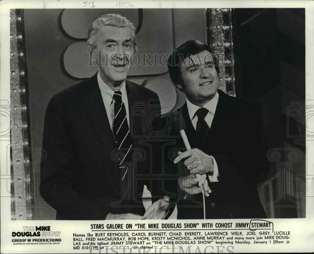 Press Photo Stars Galore on "The Mike Douglas Show" with Co-host Jimmy Stewart - Historic Images