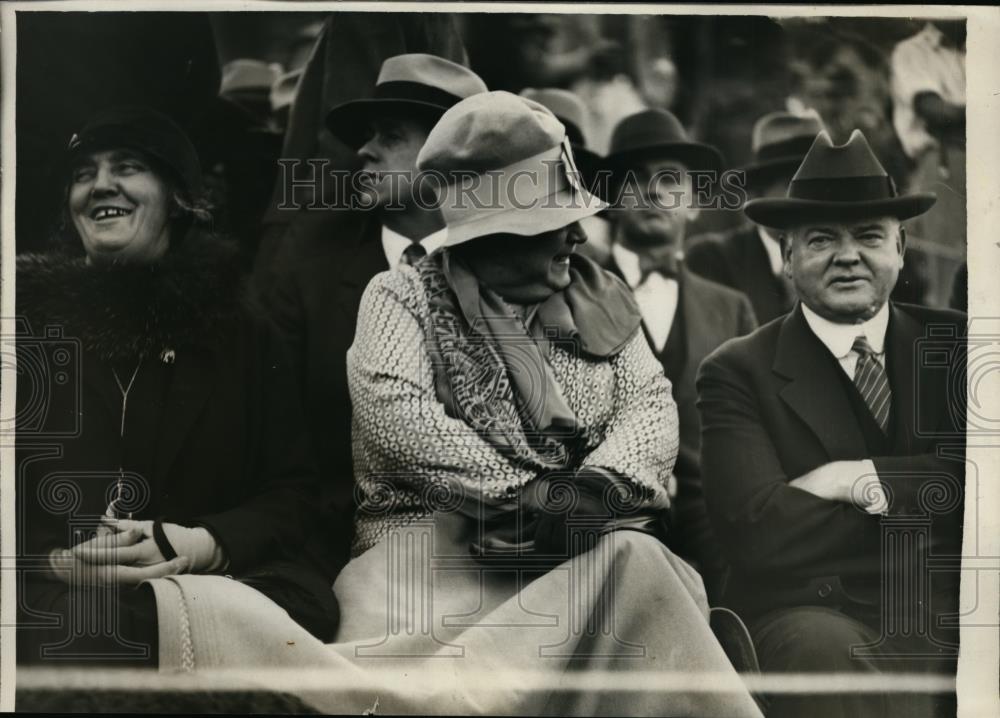 1928 Press Photo President Elect &amp; Mrs Herbert Hoover watch Alma Mater win - Historic Images