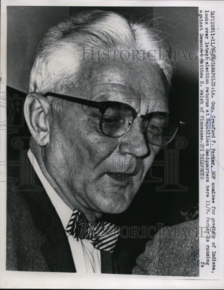 1960 Press Photo Lt.Gov.Crawford F.Parker  GOP Nominee for Gov. of Indiana - Historic Images