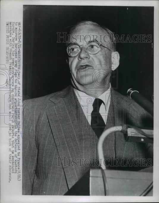 Undated Press Photo John Foster Dulles, Sec. of State at his press conference - Historic Images