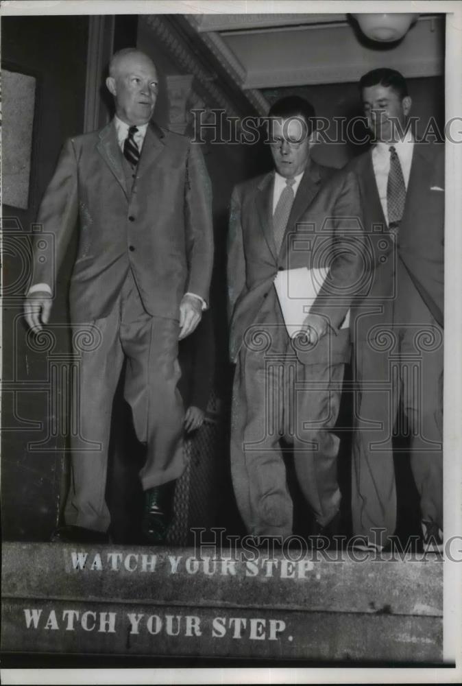 1954 Press Photo President Dwight D. Eisenhower, Press Secretaries in Washington - Historic Images