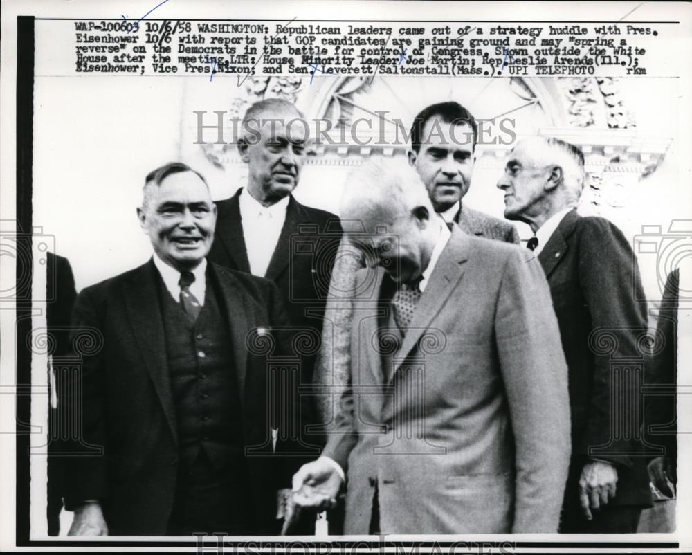 1958 Press Photo Pres. Dwight Eisenhower with republican Leaders at White House - Historic Images