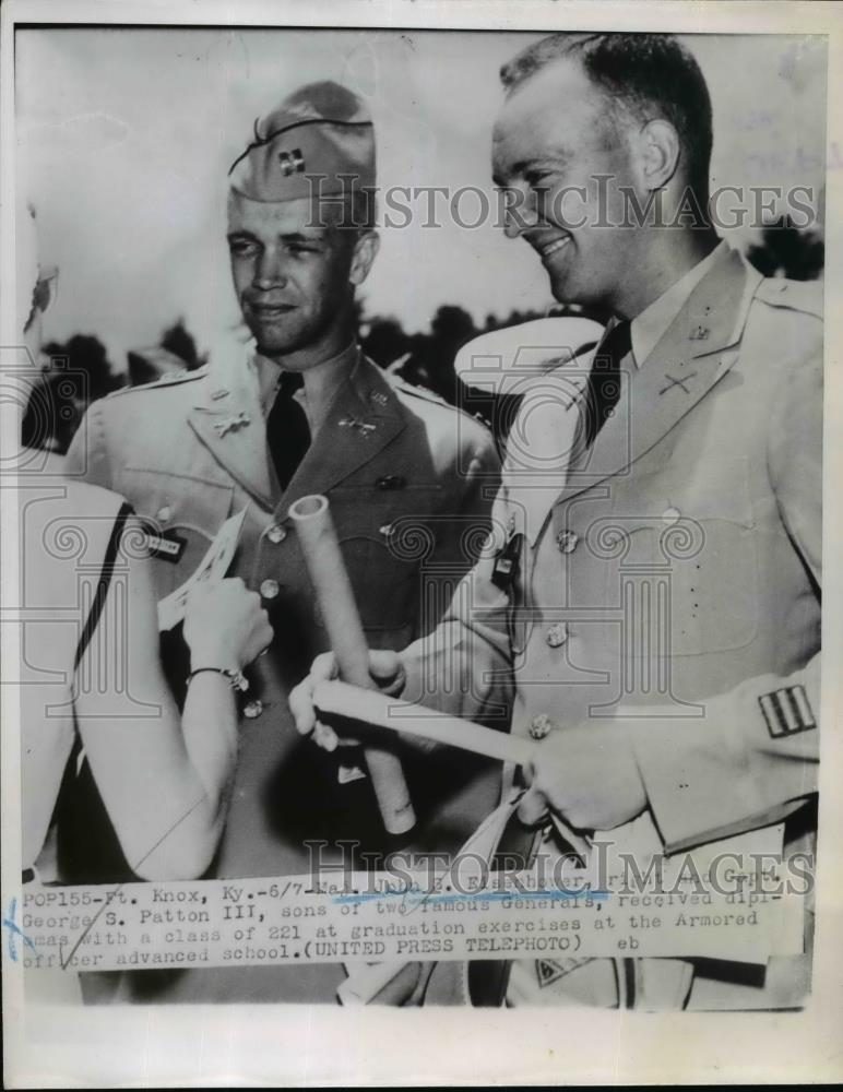 1952 Press Photo John Eisenhower and George Patton Receive Diplomas, Fort Knox - Historic Images