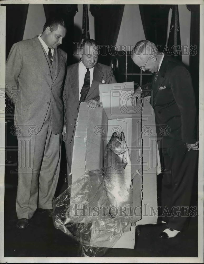1946 Press Photo Gov. Ernest Gruening, President Truman, and J.A. Krug - Historic Images