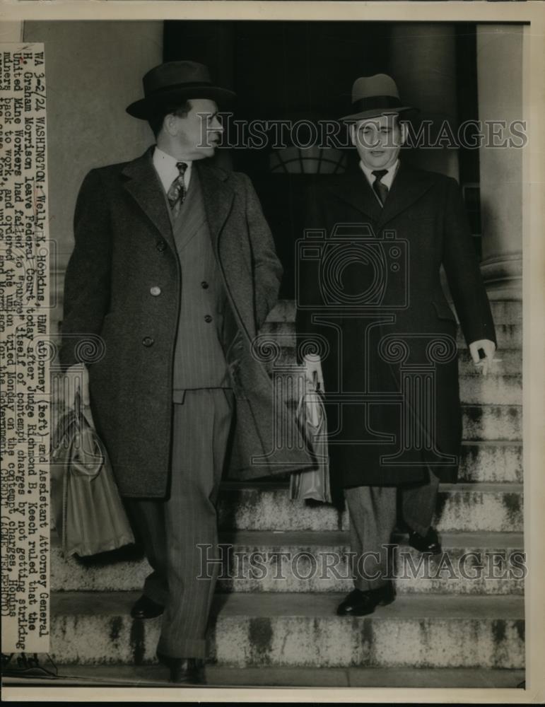 1950 Press Photo Welly K.Hopkins UMW Attorney ans Asst.Gen. H.graham Morrison - Historic Images