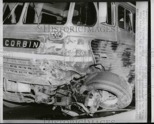 1954 Press Photo Two Were Killed When A Bus Collided With An Auto - nee96056 - Historic Images