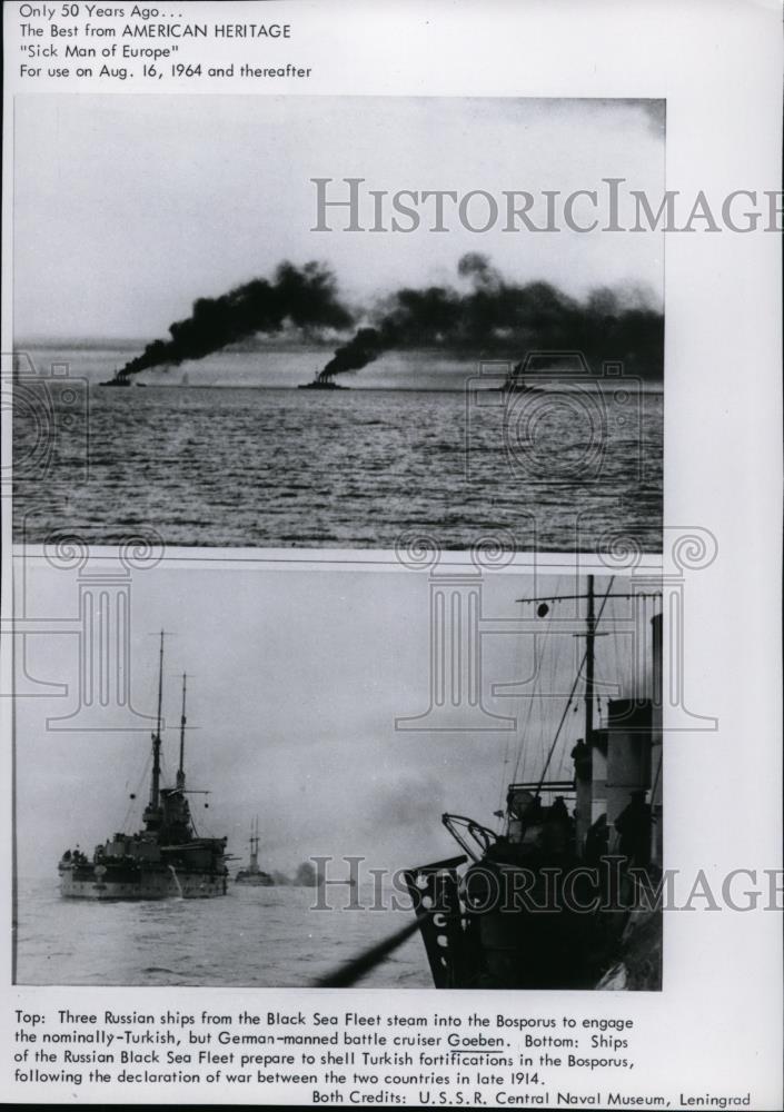 1964 Press Photo Russian Ships from Black Sea Fleet Steam into Bosporus - Historic Images
