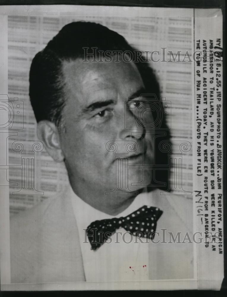 1955 Press Photo John Peurifoy,American Amb.to Thailand killed in auto accident - Historic Images