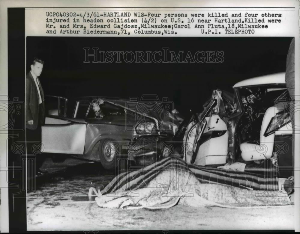 1961 Press Photo Four killed and four injured in head on collision on US 16 - Historic Images