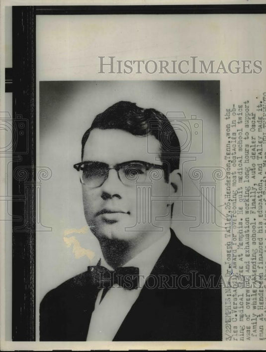 1960 Press Photo Dr.Joseph Talley of Tenn.won the Charles C.Verstanding Award - Historic Images