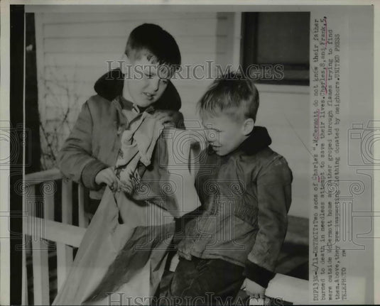 1953 Press Photo Charles & Frank McDermott do not know their father died - Historic Images
