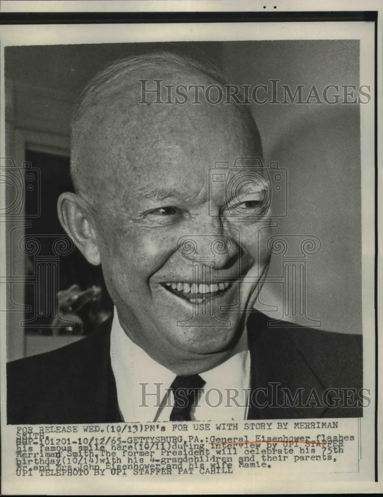 1965 Press Photo Gen.Dwight Eisenhower interview by UPI Staffer MerrimanSmith - Historic Images