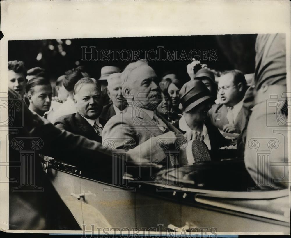 1928 Press Photo Herbert Hoover And Mrs. Hoover Visits State Capitol Of Iowa - Historic Images