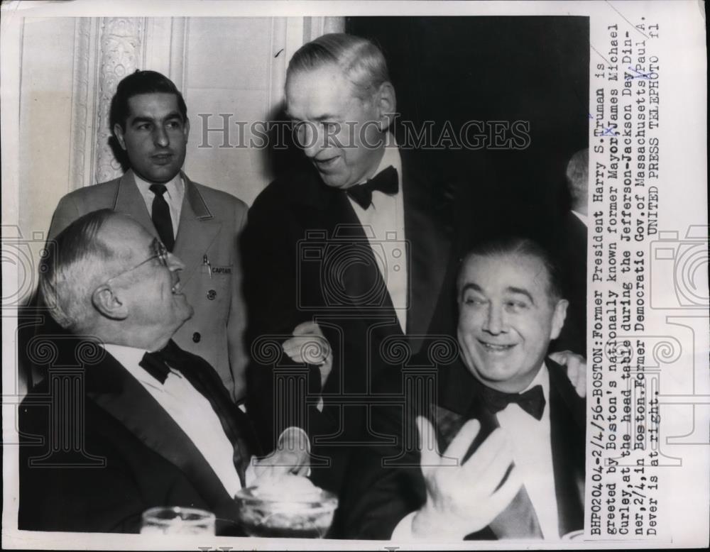 1956 Press Photo Former President Harry Truman At The Jefferson-Jackson Dinner - Historic Images