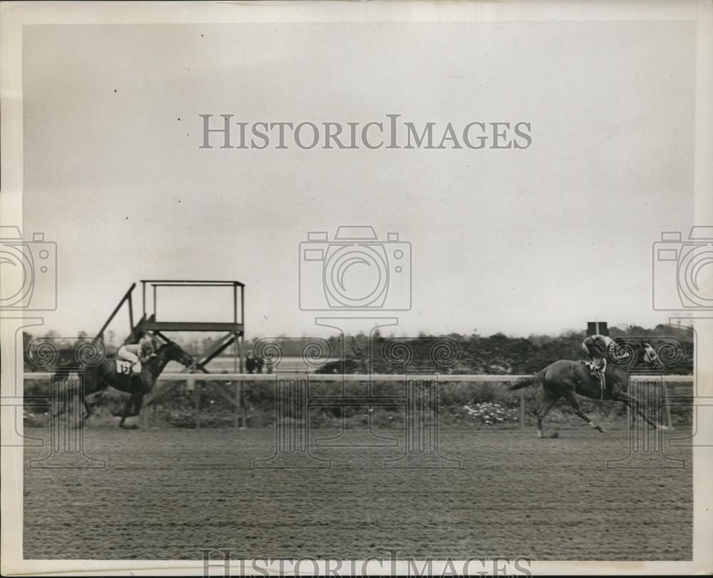 1938 Press Photo Pixie Dell, Essjaytee at Belmont Park NY races - net15159 - Historic Images