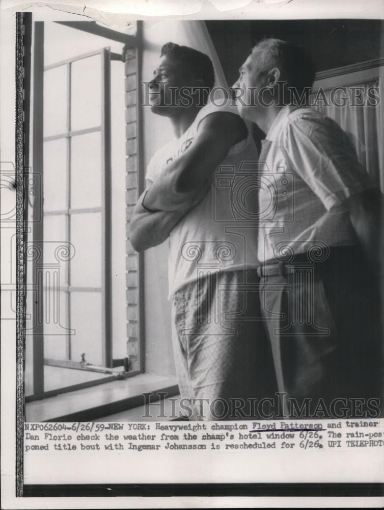 1959 Press Photo Champion Floyd Patterson &amp; trainer Dan Florio in NY - Historic Images