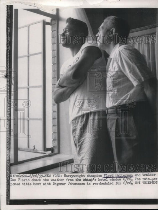 1959 Press Photo Champion Floyd Patterson & trainer Dan Florio in NY - Historic Images