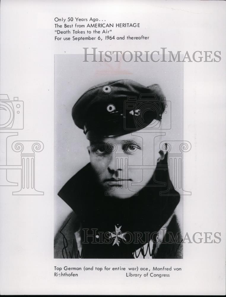 1964 Press Photo German Ace Manfred Von Richthofen - spp01313 - Historic Images