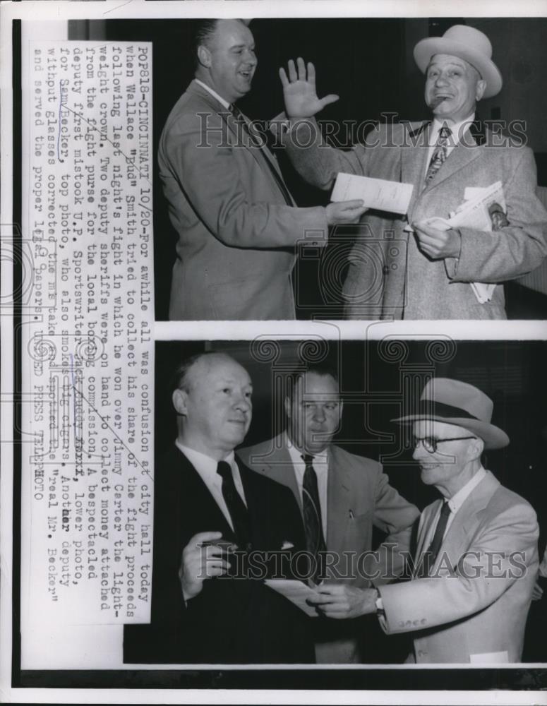 1955 Press Photo Wallace Bud Smith & Sam Becker Ohio boxing commission - Historic Images