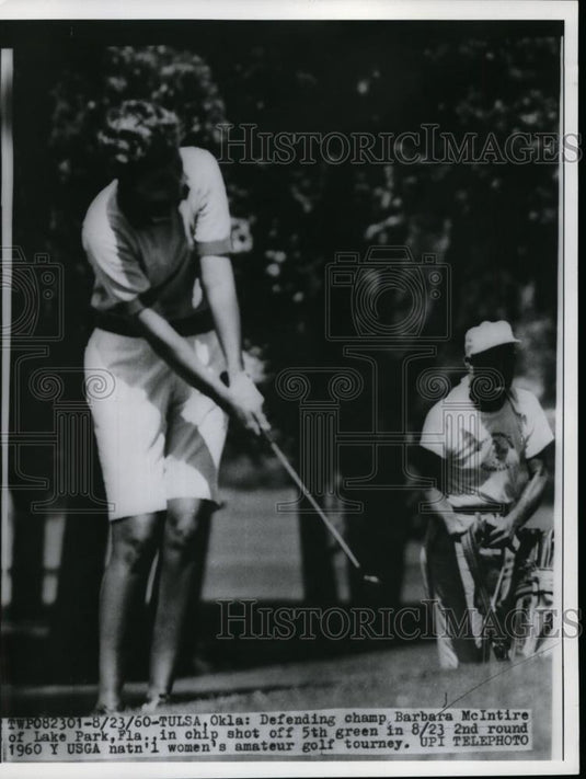 1960 Press Photo Barbara McIntire in National Amateur Women's golf at Tulsa - Historic Images