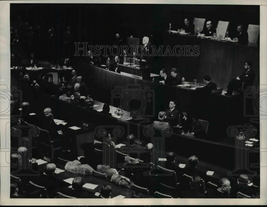 1946 Press Photo New York Pres Harry Truman addresses UN General Assembly NYC - Historic Images