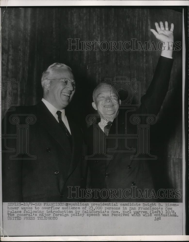 1952 Press Photo Dwight D.Eisenhower  with Calif. Gov. Earl Warren  - nef08714 - Historic Images