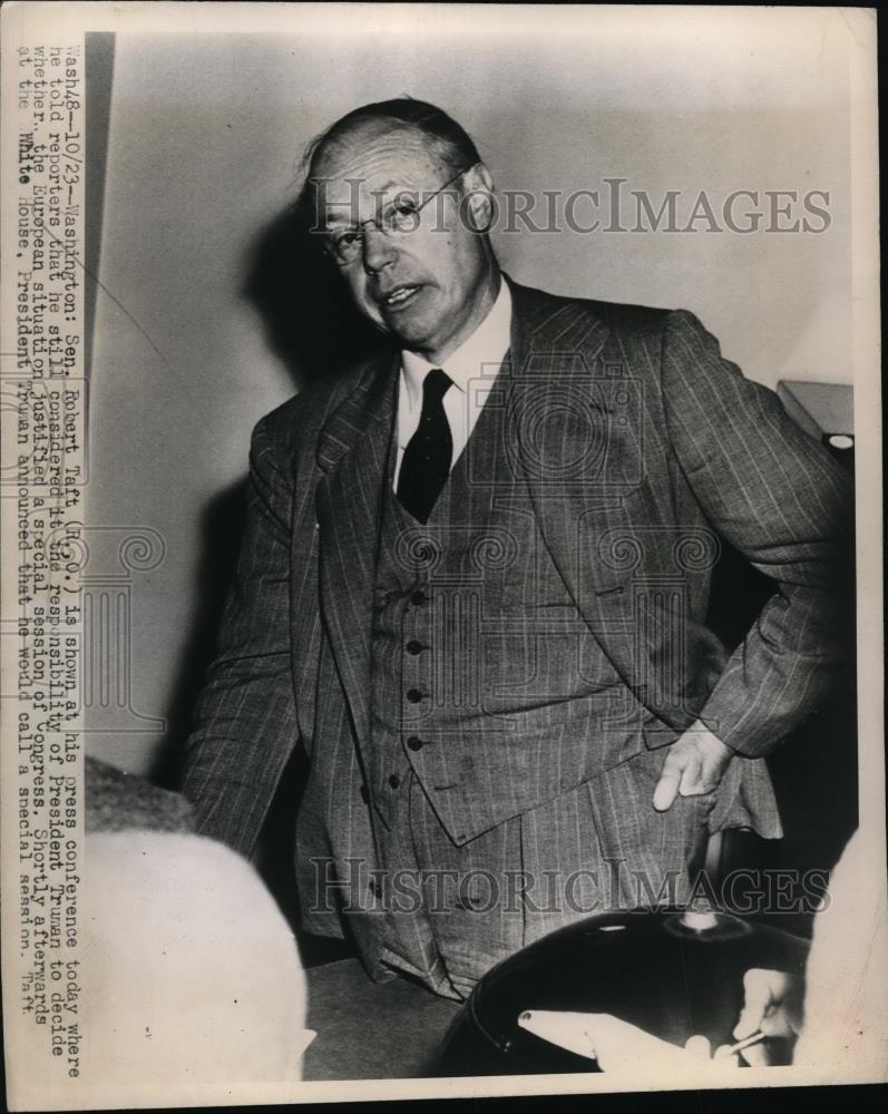 1947 Press Photo Senator Taft Thinks It&#39;s Truman&#39;s Decision on Special Session - Historic Images