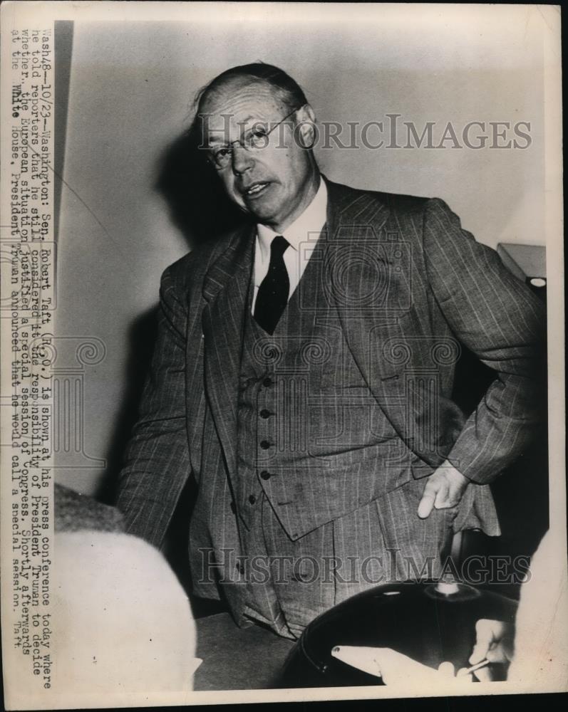 1947 Press Photo Senator Taft Thinks It's Truman's Decision on Special Session - Historic Images