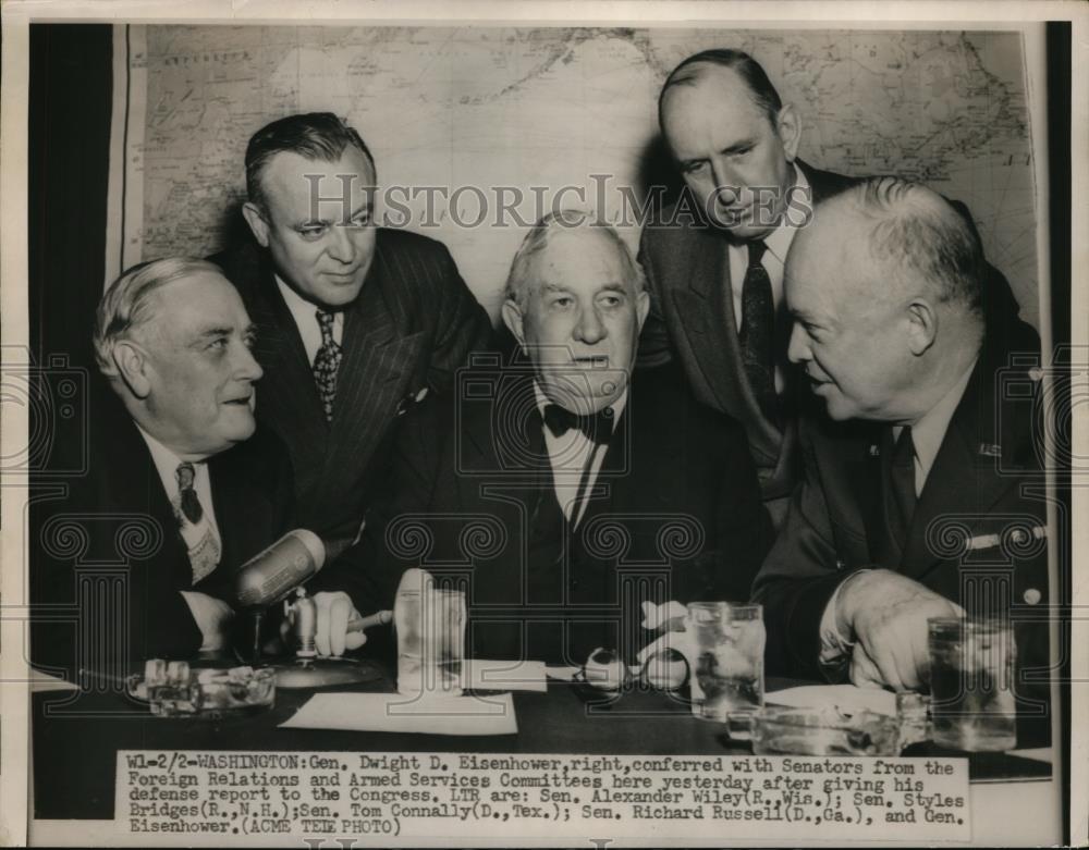 1951 Press Photo Gen.Dwight Eisenhower conferred with Senators at Washington - Historic Images